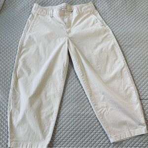 Abercrombie & Fitch Women's Mid Rise BARREL Pants (Light Cream)